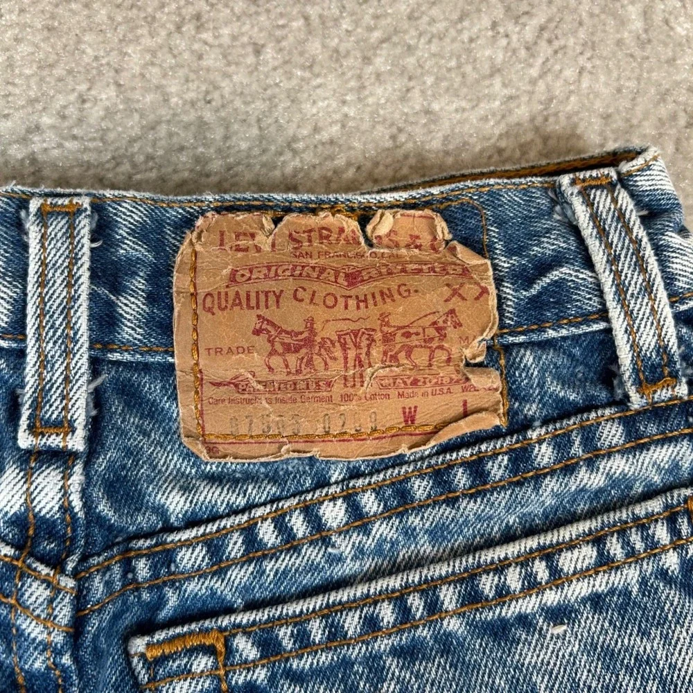 Vintage 80s 97505 Levi's Denim Skirt Womens 7 Blue Acid Wash High Waist USA Rare